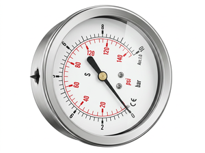Jauge à double échelle 0-140PSI, 1/4 pouces NPT, montage arrière, entièrement en acier inoxydable, résistante aux chocs, pour équipement industriel à gaz, eau et huile - Product Image 5