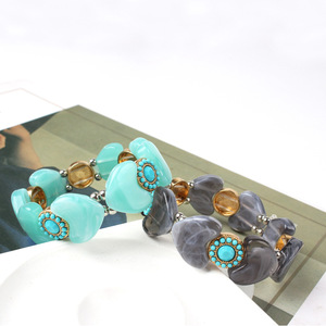 Hot Selling Trendy HR Brand SZ-016 <b>Charm</b> Bracelet Handmade Colorful Stretch Unisex Amber Bead Simple Bracelet - Product Image 2
