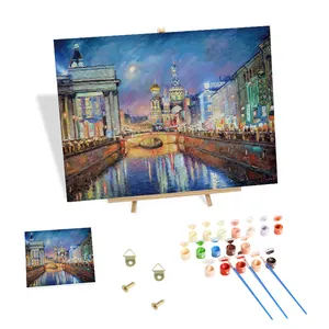 नंबरों के अनुसार वयस्क पेंट, रात में सेंट पीटर्सबर्ग की तस्वीर, उपहारों के लिए नंबरों के अनुसार DIY ऑयल पेंटिंग