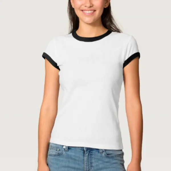 Online Shopping Clothes Wholesale Women Synthetic White/black Tshirt