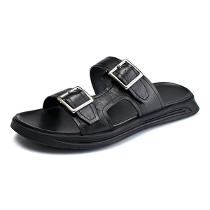 <span class=keywords><strong>Chanclas</strong></span> de cuero genuino <span class=keywords><strong>para</strong></span> <span class=keywords><strong>hombre</strong></span>, sandalias de playa de verano personalizadas, suela blanda antideslizante, zapatillas de medio vestido de moda, Invierno - Product Image 1