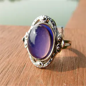 Недорогое кольцо настроения, меняющее цвет, регулируемое кольцо с драгоценным камнем, винтажные Модные кольца для женщин и мужчин, оптом