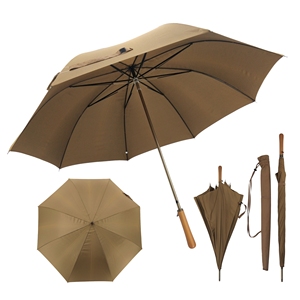 Parapluie de golf vintage <span class=keywords><strong>à</strong></span> manche en bois, texture nid d'abeille marron classique, coupe-vent, grand parapluie droit avec <span class=keywords><strong>sac</strong></span> <span class=keywords><strong>à</strong></span> <span class=keywords><strong>bandoulière</strong></span> - Product Image 1