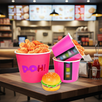Service de conception gratuit de qualité supérieure, seaux à poulet frit personnalisés avec logo imprimé, 85 oz, avec couvercle, seau KFC