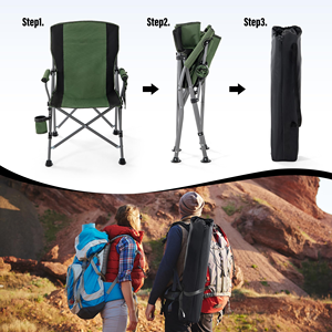 Heavy Duty Lumbar High Back Portable <b>Camping</b> Chair Hard Arm Foldable <b>Camping</b> Chair With <b>Cup</b> Holder - Product Image 4