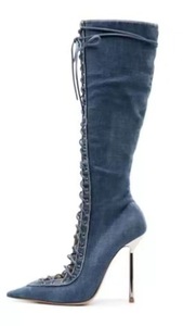 <span class=keywords><strong>Stivali</strong></span> da <span class=keywords><strong>donna</strong></span> in stile occidentale con taglio al ginocchio in tinta unita scarpe eleganti con tacco sottile con cerniera laterale a punta taglia grande <span class=keywords><strong>44</strong></span> - Product Image 2
