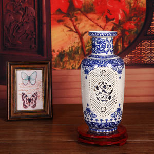 Prix compétitif Vase élégant artisanal délicat doublement évidé bleu blanc pastel - Product Image 2