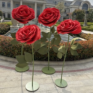 Énorme rose rouge artificielle imperméable à l'eau <span class=keywords><strong>de</strong></span> fleurs géantes pour l'affichage <span class=keywords><strong>de</strong></span> centre commercial <span class=keywords><strong>de</strong></span> décoration d'anniversaire <span class=keywords><strong>de</strong></span> mariage <span class=keywords><strong>de</strong></span> la Saint-Valentin - Product Image 2