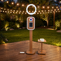 Machine Photobooth Portable Rétro Effet Bois pour Mariage, Selfie, iPad, Appareil Photo Reflex Numérique avec Option Support d'Imprimante