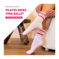 Chaussettes de Pilates en coton 100 % antidérapantes avec grip, logo personnalisé, tricotées, pour femmes, vente en gros