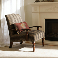 Fauteuil moderne en tissu avec pieds en bois, fauteuil d'appoint rembourré pour salon, chambre à coucher, hôtel