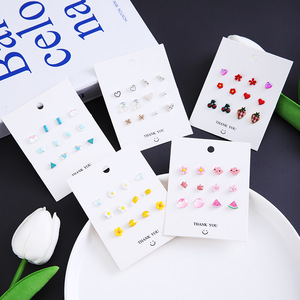 Ensemble de boucles d'oreilles en perles de style coréen, 6 paires, cœur, nœud, bijoux pour enfants, cadeau pour filles - Product Image 4