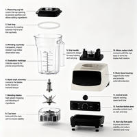 LN-767 Multifunctionele keukenblender, fruitpers en ijsvergruizer, 1,2L pulsregeling