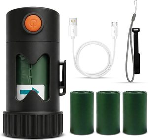 Lampe torche LED pour ramassage de crottes de chien à fixer au laisse, distributeur de sacs à déjections pour animaux, 1 rouleau de sacs poubelles pour animaux, support de sacs à crottes - Product Image 1