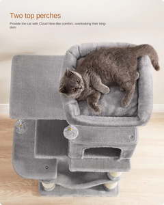 Torre para Gatos <span class=keywords><strong>Feandrea</strong></span> con Hamaca, Árbol para Gatos de Madera de Varios Niveles con 4 Postes para Rascar y 2 Plataformas - Product Image 3