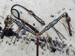 Haute exigence véritable collier de poitrine à frange métallique fait à la main avec conchos cheval tack mode occidentale - Product Image 5