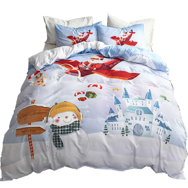 Ebay conjunto de cama 3d casal feliz, de presente de natal, papai noel, comércio exterior, conjunto de colchas/cubrecam edredon