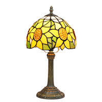 Lampe de bureau en vitrail Jane Europe, design feuilles aux couleurs chaudes, style moderne farmhouse, luminaire dôme pour chambre à coucher, chevet, électrique