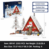 Ensemble de blocs de construction de cabane d'hiver de Noël, jouet de construction STEM, kit de modèle de maison de neige, briques éducatives DIY, cadeau de vacances