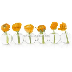 Grosir kaca transparan vas besar-Vas Kuncup Bola Kaca Besar Bening Transparan Ditiup Tangan untuk Bunga Pendek