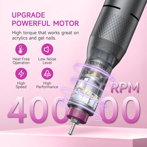 Professional Portable Electric <b>Nail</b> Drill Kit with Brushless Motor 40000RPM Rechargeable Salon-Grade Dark Grey - Product Image 2