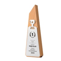 Trophée de luxe 2026 en bois de hêtre et métal, plaque personnalisée, récompense annuelle d'entreprise, souvenir, prix d'entreprise haut de gamme avec support