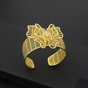 Ensemble de bijoux en laiton plaqué or 24 carats JXX pour femmes, bracelet ouvert, bague, boucles d'oreilles pour mariage et fête - Product Image 3