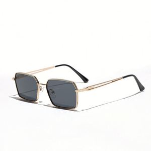 Lunettes de soleil carrées en alliage rétro tendance 2025 pour hommes et femmes, avec logo personnalisé, protection UV400, monture en métal doré, petites lunettes de soleil pour femmes - Product Image 1