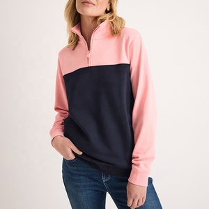 BAOLA Women French Terry Sweatshirt Ribbed Inner Collar with Zip Neckline Long Sleeves Lightweight Cotton <strong>Jumper</strong> - Product Image 1