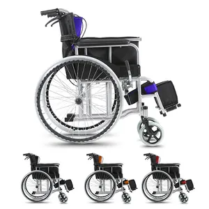 รถเข็นคนพิการแบบพับได้สำหรับผู้พิการรถเข็นเหล็กแบบแมนนวลทนทานและสะดวก