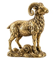 Statue de mouton doré en résine, Art déco, figurine de chèvre Feng Shui avec pièces de monnaie, décoration pour la richesse et la chance