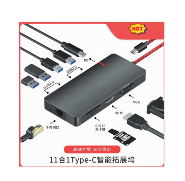 11 in 1 USB C Dock - 4K Monitor Display Port - Mini Laptop Docking Station-USB Type-C Multiport Adapter PD 100W Docking Station