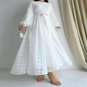 Robes musulmanes classiques pour femmes, style français, blanches, décontractées, modestes, couleur unie, Dubaï, Turquie, kaftan maxi en coton, <span class=keywords><strong>abaya</strong></span> - Product Image 2