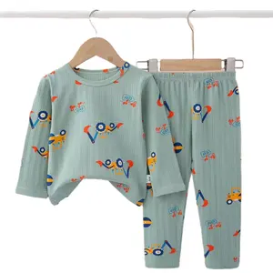 1-11Y 2 adet set üst ve pantolon uzun kollu pamuk erkek kız karikatür kızlar için çocuk pijamaları çocuk pijama çocuk pijamaları Set