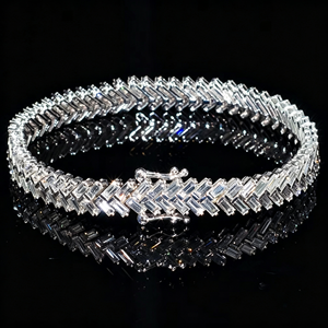 Pass Diamond Tester Baguette Moissanite Tennis Bracelet Custom <b>Iced</b> <b>Out</b> Vvs Diamond 925 Silver Fine Tennis Link <b>Chain</b> Jewelry - Product Image 1