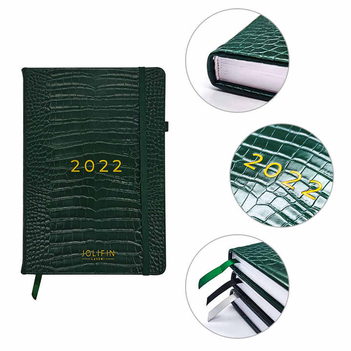 Customized 2026 2027 Crocodile Skin PU Leather Weekly Daily Planner and ...
