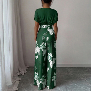 Combinaison à imprimé floral personnalisé pour femmes, pantalon cintré, tenue pour femmes - Product Image 2