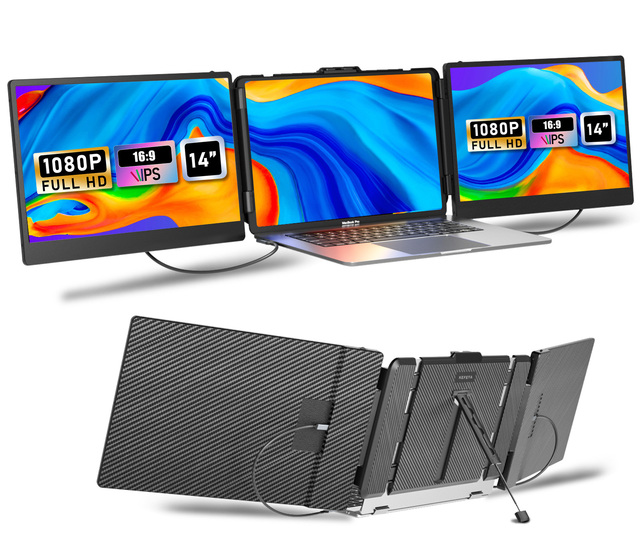 14 Inch Full HD Triple Display Laptop Screen Extension Type C Interface IPS Plug and Play Portable Monitor for Business Laptop