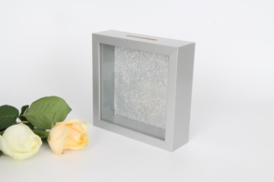Boîte à monnaie en bois massif avec motif de chiffres en verre brillant, cadre <span class=keywords><strong>photo</strong></span> pour le rangement décoratif de l'argent - Product Image 6