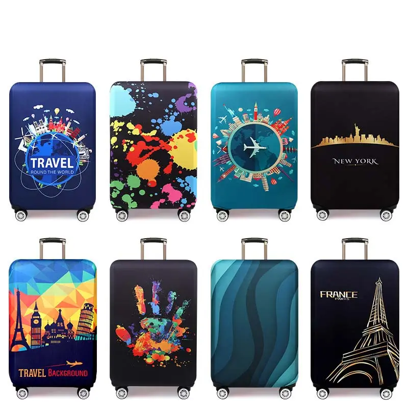 旅行スーツケースカバー旅行用高品質カスタムプリントロゴファッションスタイル格納式弾性スーツケースカバー