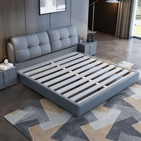 Lit simple moderne, tête de lit double, ensemble de meubles de chambre à coucher, lit king-size, lit queen-size, luxe léger, rangement, cadre en bois massif, haute qualité