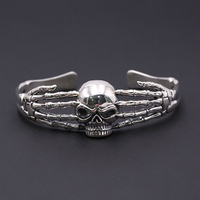 Bracciale in argento con teschio in argento Sterling Punk semplice da dito di personalità tailandese