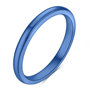Anillo simple de acero inoxidable multicolor de 2 mm para mujer, regalo de joyería, forma geométrica redonda, banda lisa, anillo de pareja. - Product Image 2