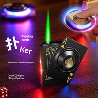 Nouveauté : Briquet coupe-vent rotatif en forme de poker, flamme verte, cadeau créatif pour homme