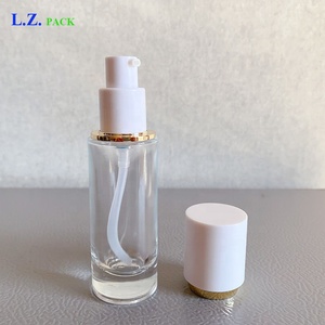 LZ Pack 1oz 30ml Flacons de lotion et de crème pour le visage à paroi épaisse Private Label Cylinder Press <span class=keywords><strong>BB</strong></span> Glass Foundation Bottle With Pump - Product Image 6