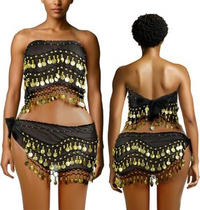 Women Hip Scarf Belly Dancing Coins <strong>Belt</strong> Skirts Suit <strong>Festival</strong> Cosplay Halloween Costume - Product Image 3