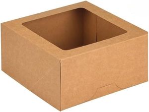 Boîtes à gâteaux brunes avec fenêtre, boîtes de boulangerie jetables pour gâteaux, pâtisseries, desserts, biscuits, contenants carrés pour gâteaux d'anniversaire - Product Image 1