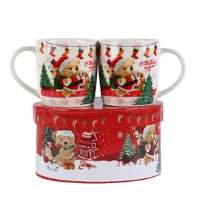 Hot bán Nga món quà giáng sinh cốc cà phê 2 cái/bộ Cốc gốm giáng sinh Mug với Hộp quà tặng