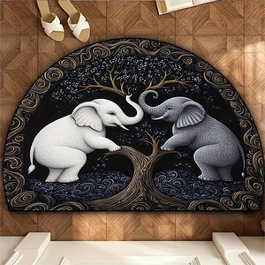 Tapete de Entrada Estilo Americano, Semicircular, con Diseño Floral, de Fibra de Poliéster Resistente a las Manchas, para la Entrada de la Casa o el Vestíbulo - Product Image 5