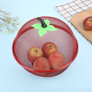 Apple Shape Metal Fruit <b>Basket</b> With Lid 2.0-3.0L Round Eco Friendly Kitchen Sink Drain <b>Basket</b> For Fruit <b>Vegetable</b> Storage - Product Image 2
